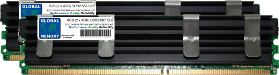 8GB (2 x 4GB) DDR2 667MHz PC2-5300 240-PIN ECC FULLY BUFFERED DIMM (FBDIMM) MEMORY RAM KIT FOR MAC PRO (ORIGINAL/ MID 2006)